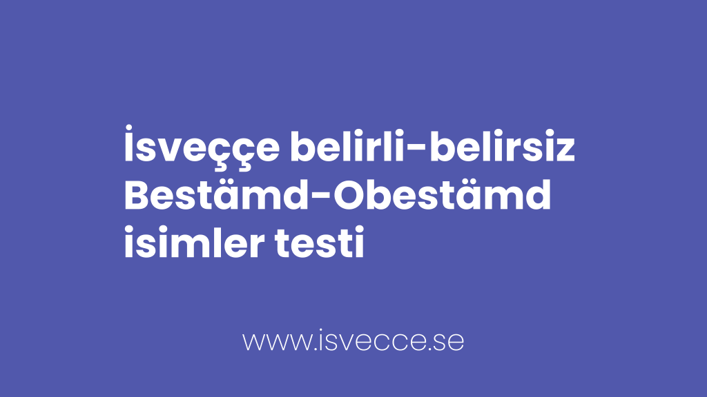 Belirli ve Belirsiz İsimler / Bestämd och Obestämd Test